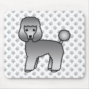グレイ トイ プードル かわいい カートゥーン 犬 マウスパッド