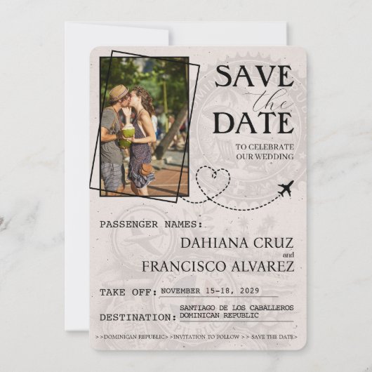 グレイ・ドミニカ共和国のパスポート日付の保存 セーブザデート (裏面)