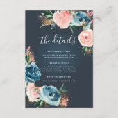 グレイ、ネイビーブルーと赤面フローラボホグリッター エンクロージャーカード (正面)