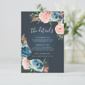 グレイ、ネイビーブルーと赤面フローラボホグリッター エンクロージャーカード (スタンド正面)