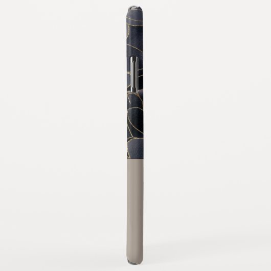 グレイ&ネイビーブルーフローラ |パーソナライズされた | Case-Mate iPhoneケース (裏面/右)