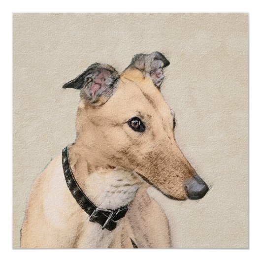 グレイ・ハウンドの絵画 - かわいいオリジナルドッグアート ポスター (正面)