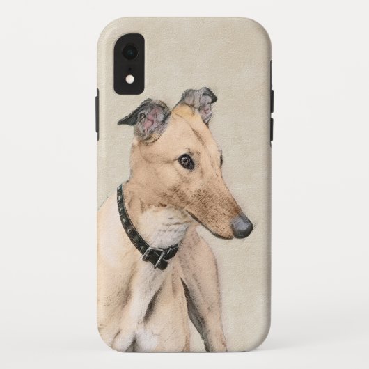 グレイ・ハウンドの絵 - かわいいオリジナルドッグアート Case-Mate iPhoneケース (裏面)