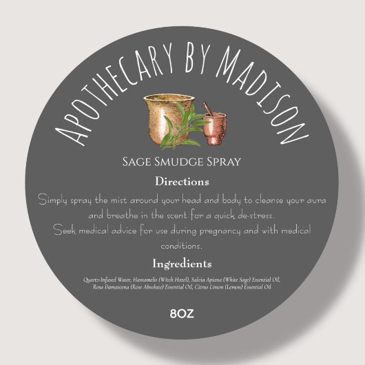 グレイ |ハーブ製品原料ラベル ラウンドシール