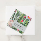 グレイ ピンク フラワー デザート サボテン 葉っぱ ベイビー シャワー フェイバータグ (インサイチュ)