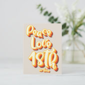 グレイ・ピース・ラブ・レトロ・グルーヴィー 18歳のハッピーバースデー ポストカード (スタンド正面)