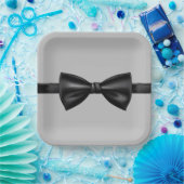 グレイ&ブラックボウタイ紙プレート ペーパープレート (パーティー)