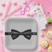 グレイ&ブラックボウタイ紙プレート ペーパープレート (パーティー)