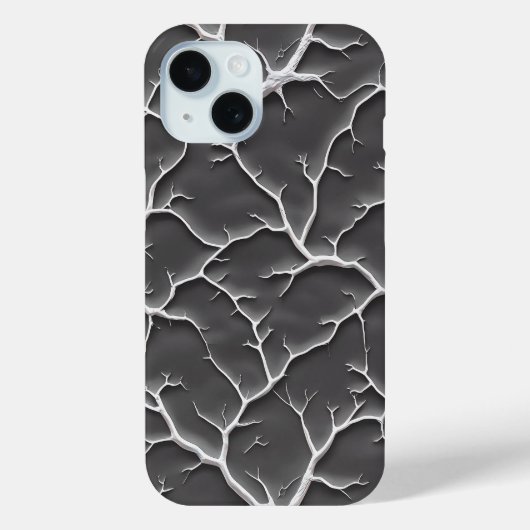 グレイ ブランチ テクスチャー iPhone カバー ミニマル スタイル (裏面)