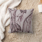 グレイ&ブルガンディカオツリー クッション (ブランケット)