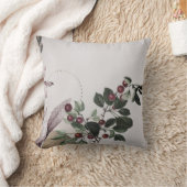 グレイ&ブルゴーニュボタニカルプリント |さくらんぼ クッション (ブランケット)