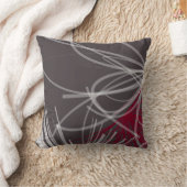 グレイ&ブルゴーニュワイン抽象芸術リボンデザイン クッション (ブランケット)