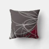 グレイ&ブルゴーニュワイン抽象芸術リボンデザイン クッション (裏面)