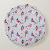 グレイ ブルー カーディナル 鳥 パーソナライズ モノグラム ラウンドクッション (裏面)
