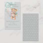 グレイ ブルー クマ 風船 おむつ 抽選会 ベビーシャワー エンクロージャーカード (正面/裏面)