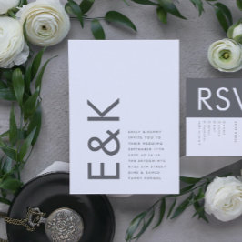 グレイ プレミアム アルティメット モダン モノグラム ボールド ファン 招待状