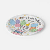 グレイ&ホワイトシーパドールドッグ誕生日 ペーパープレート (アングル)