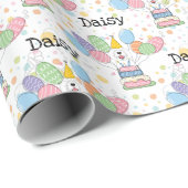 グレイ&ホワイトシーパドールドッグ誕生日 ラッピングペーパー (ロールコーナー)