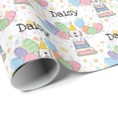 グレイ&ホワイトシーパドールドッグ誕生日 ラッピングペーパー (ロールコーナー)