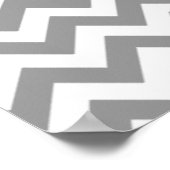 グレイ&ホワイトジグザグリカスタムグモノグラム ポスター (角)