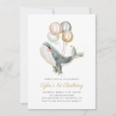 グレイ・ホワイト ゴールド・グリッター ファースト バースデー・パーティー 招待状 (正面)