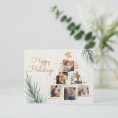 グレイ ミニマル おしゃれな ホリデー フォト コラージュ シーズンカード (スタンド正面)
