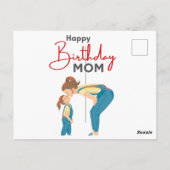 グレイ ミニマル 「お母さん 誕生日おめでとう」 グラフィック ポストカード (裏面)