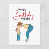 グレイ ミニマル 「お母さん 誕生日おめでとう」 グラフィック ポストカード (正面)