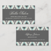 グレイ&ミント部族イカットシェブロン 名刺 (正面/裏面)