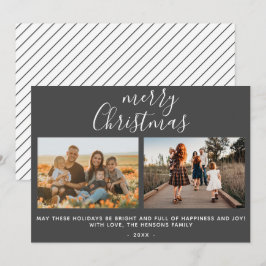 グレイ メリークリスマス スクリプト ファミリーフォト コラージュ シーズンカード