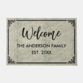 グレイ |モノグラムモダンファミリー名へようこそ ドアマット (正面)