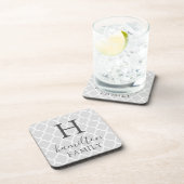 グレイ モロッカン パターン ファミリー モノグラム コースター (右側)