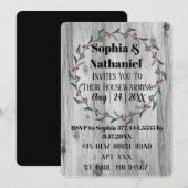 グレイ・ラスティック・オータム・ハウスウォーミング・パーティー・セレブレーションI 招待状 (正面/裏面)