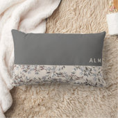 グレイ&リネンベージュフローラ |モノグラム ランバークッション (ブランケット)