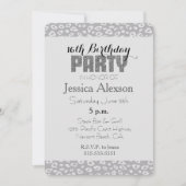 グレイ レオパード プリント 16歳の誕生日 招待状 (正面)