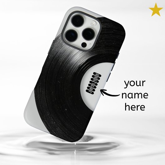 グレイ レトロ ビニール レコード オーダーネーム Case-Mate iPhoneケース