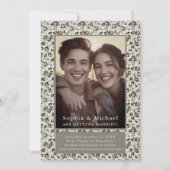 グレイ ヴィンテージ フラワー ウェディング セーブ・ザ・デート ニュートラル (正面)