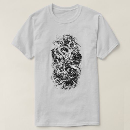 グレイ 狼狩り 生存競争 Tシャツ (デザイン正面)