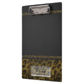 グレイ&金ゴールドチータヒョウパーソナライズされたグラム クリップボード (左)