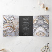 グレイ&金ゴールドマーブルスウィート16パーティの招待状 三つ折り招待状 (内部)