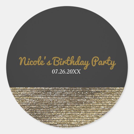 グレイ&金ゴールドモダングラムシークインシッエレガントク ラウンドシール (正面)