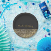 グレイ&金ゴールドモダングラムシーシンシックエレガントプレート ペーパープレート (パーティー)