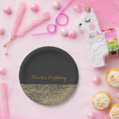 グレイ&金ゴールドモダングラムシーシンシックエレガントプレート ペーパープレート (パーティー)