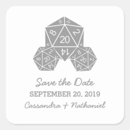 グレイ D20 サイコロ セーブ・ザ・デート スティッカー スクエアシール