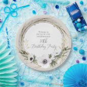 グレイBOHOホワイトフローラウィッグリースバースデーパーティー ペーパープレート (パーティー)