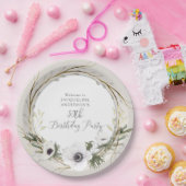 グレイBOHOホワイトフローラウィッグリースバースデーパーティー ペーパープレート (パーティー)