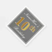 グレエレガントイ、フェイク金ゴールド10番目の誕生日、名前をカスタムする スタンダードランチョンナプキン (角)