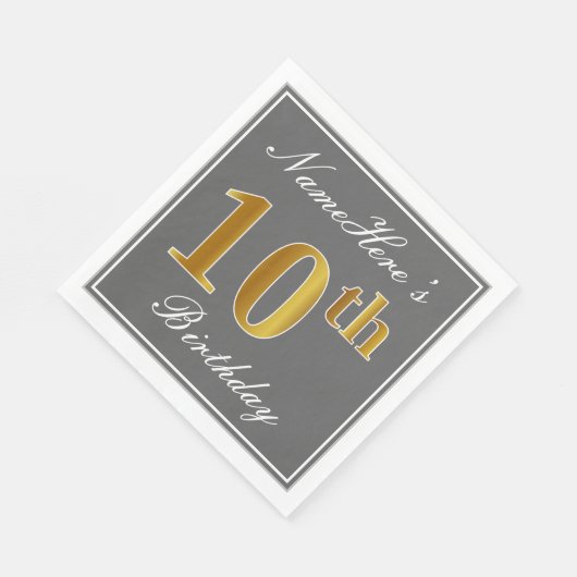グレエレガントイ、フェイク金ゴールド10番目の誕生日、名前をカスタムする スタンダードランチョンナプキン (角)