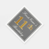 グレエレガントイ、フェイク金ゴールド11番目の誕生日、名前をカスタムする スタンダードランチョンナプキン (角)