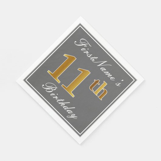 グレエレガントイ、フェイク金ゴールド11番目の誕生日、名前をカスタムする スタンダードランチョンナプキン (角)